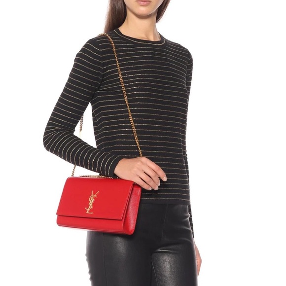 Rare YSL Saint Laurent KATE LARGE CHAIN BAG GRAIN POUDRE EMBOSSED LEATHER - Picture 8 of 17